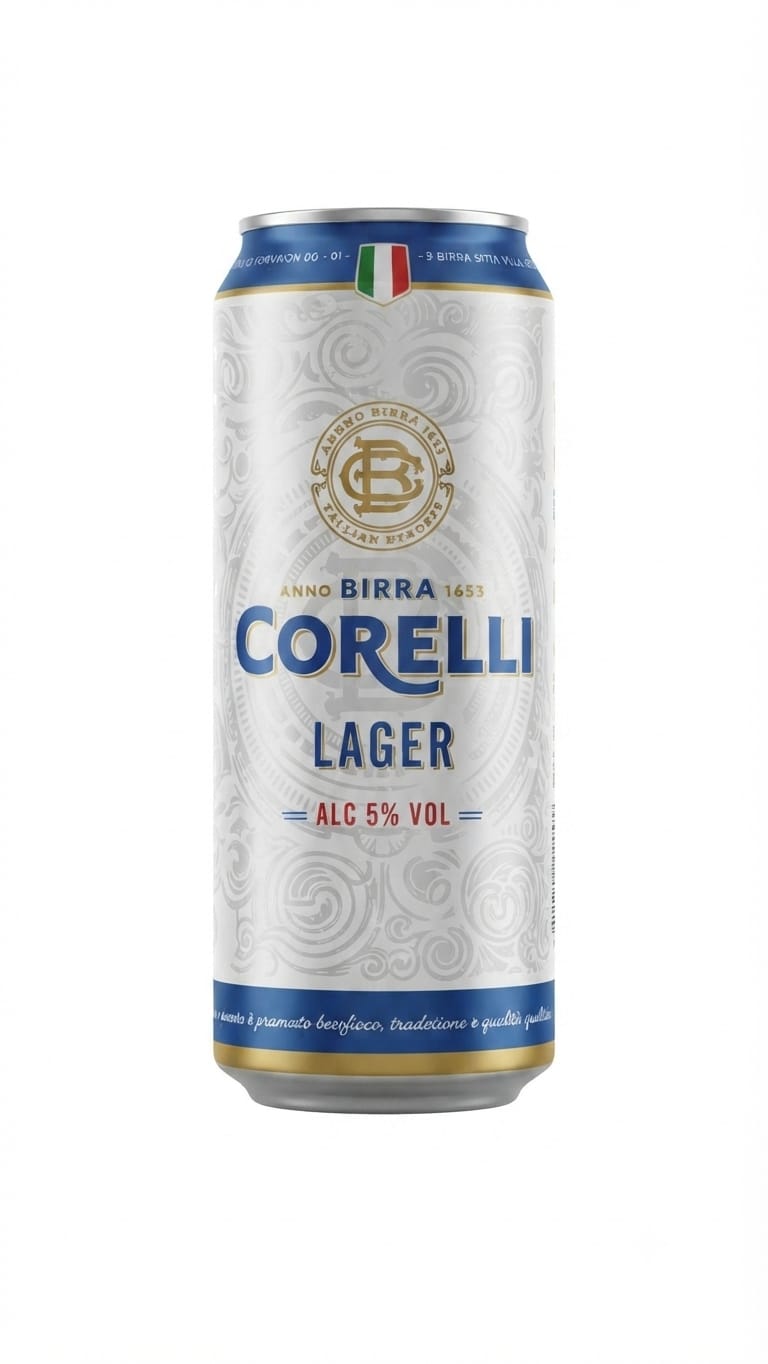 CORELLI BEER LAGER   5% ALC 500ML