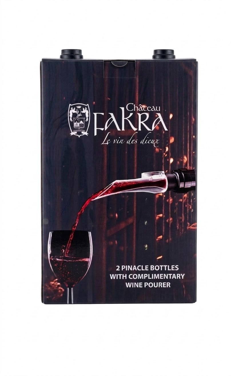CHATEAU FAKRA +2 PINACLE BOTTLES WITH COMPLIMEMTARY WINE POURER