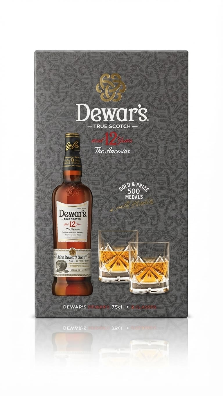 DEWAR`S 12 YEAR OLD 700ML + 2 GLASSES
