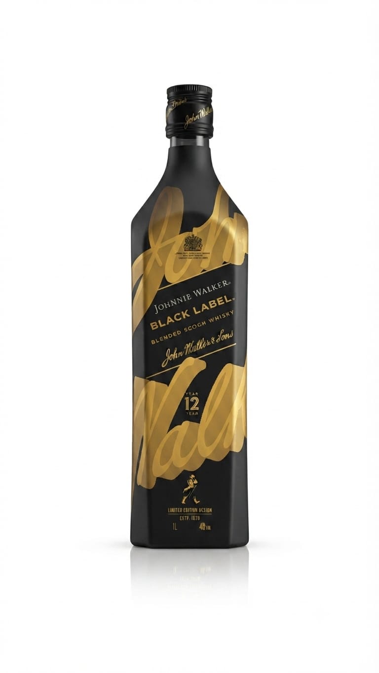 JOHNNIE WALKER BLACK LABEL 12 YEARS WHISKY  1L