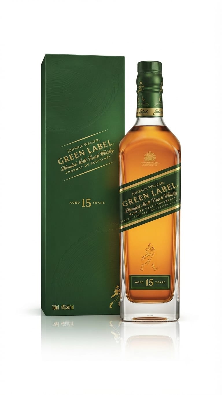 JOHNNIE WALKE GREEN LABEL WHISKY 15 YEARS 750ML